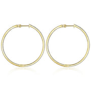 Gabriel & Co. EG13508Y45JJ 14K Yellow Gold French Pavé 50mm Round Inside Out Diamond Hoop Earrings