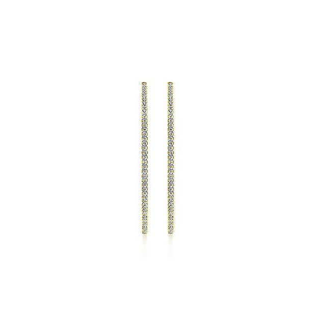 Gabriel & Co. EG13508Y45JJ 14K Yellow Gold French Pavé 50mm Round Inside Out Diamond Hoop Earrings