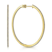 Gabriel & Co. EG13549Y45JJ 14K Yellow Gold French Pavé 50mm Round Inside Out Diamond Classic Hoop Earrings