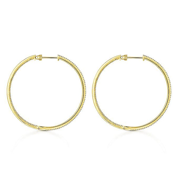 Gabriel & Co. EG13549Y45JJ 14K Yellow Gold French Pavé 50mm Round Inside Out Diamond Classic Hoop Earrings