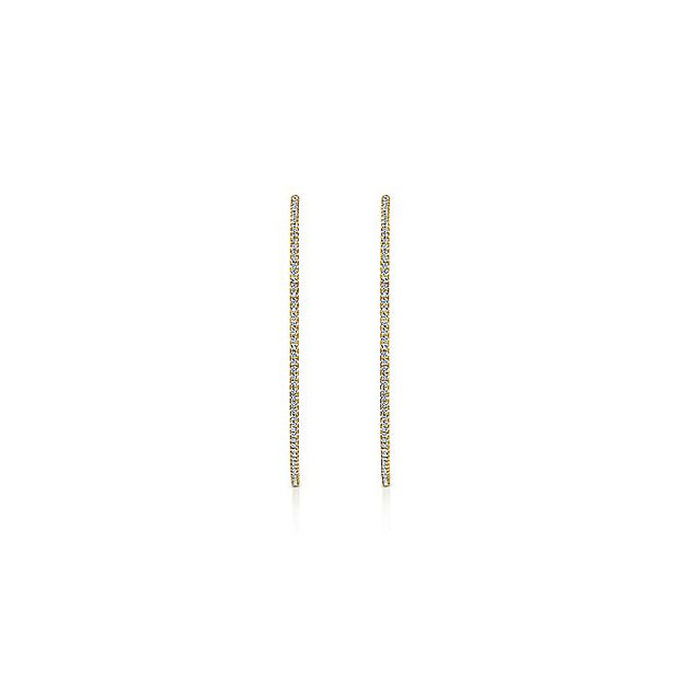 Gabriel & Co. EG13549Y45JJ 14K Yellow Gold French Pavé 50mm Round Inside Out Diamond Classic Hoop Earrings