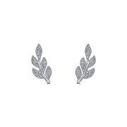 Gabriel & Co. EG13572W45JJ 14K White Gold Diamond Leaf Stud Earrings