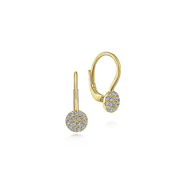 Gabriel & Co. EG13620Y45JJ 14K Yellow Gold Round Pavé Diamond Drop Earrings