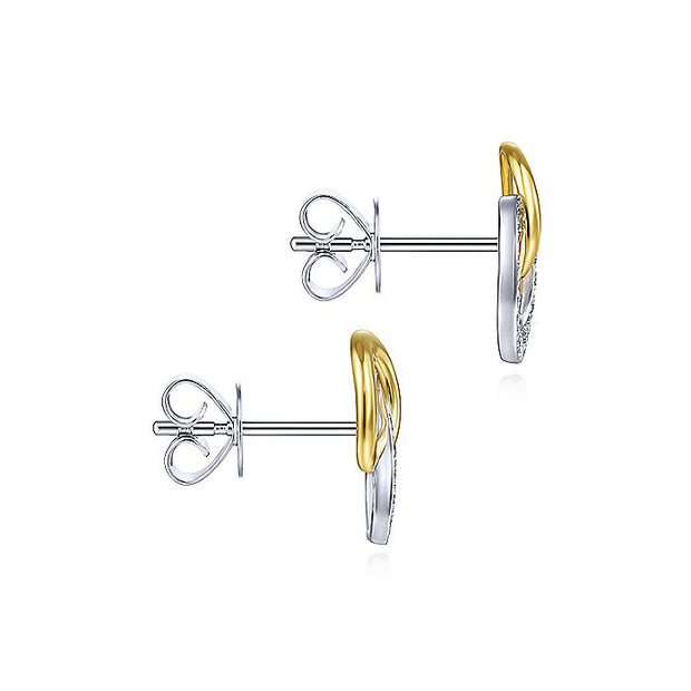 Gabriel & Co. EG13664M45JJ 14K Yellow-White Gold Interlocking Links Diamond Stud Earrings