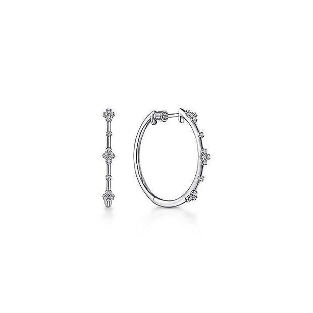 Gabriel & Co. EG13672W45JJ 14K White Gold 20mm Round Diamond Classic Hoop Earrings