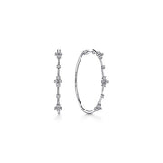 Gabriel & Co. EG13673W45JJ 14K White Gold Prong Set 40mm Round Classic Diamond Hoop Earrings