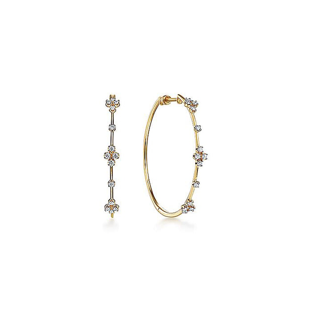 Gabriel & Co. EG13673Y45JJ 14K Yellow Gold Prong Set 40mm Round Classic Diamond Hoop Earrings