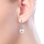Gabriel & Co. EG13693W45PL 14K White Gold Pearl and Diamond Leverback Earrings