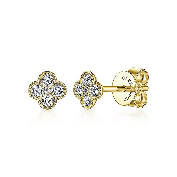 Gabriel & Co. EG13715Y45JJ 14K Yellow Gold Diamond Flower Stud Earrings