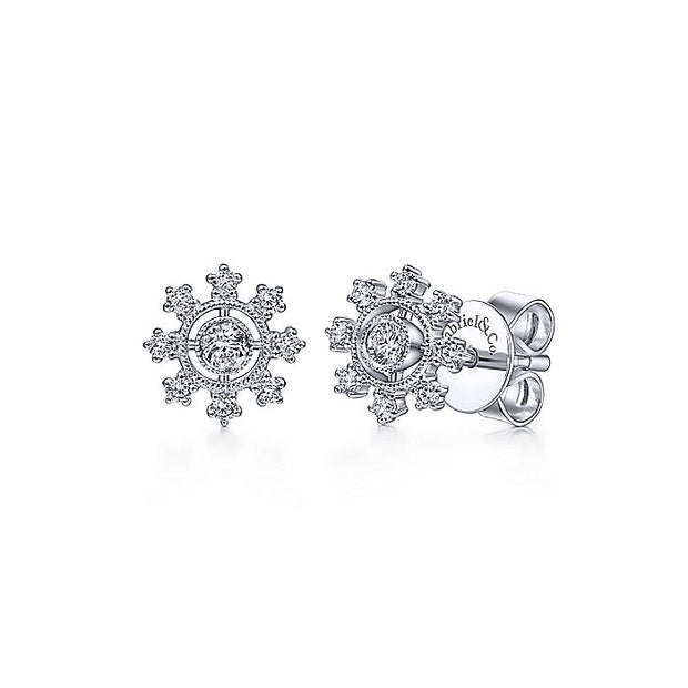 Gabriel & Co. EG13766W45JJ 14K White Gold Diamond Flower Stud Earrings