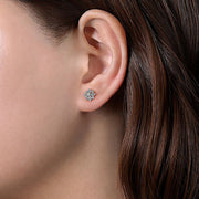 Gabriel & Co. EG13818W45JJ 14K White Gold Floral Diamond Stud Earrings