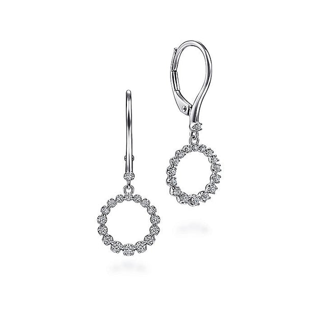 Gabriel & Co. EG13849W45JJ 14K White Gold Open Circle Diamond Drop Earrings