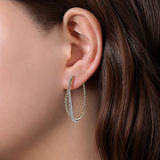 Gabriel & Co. EG13947M45JJ 14K Yellow-White Gold Twisted 35mm Classic Diamond Hoop Earrings