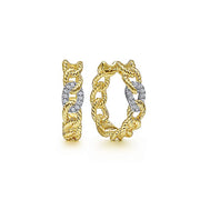 Gabriel & Co. EG13955M45JJ 14K Yellow-White Gold 20mm Twisted Rope Link with Diamond Pave Classic Hoop Earrings