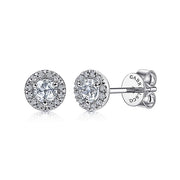 Gabriel & Co. EG13958W45WT 14K White Gold Diamond Halo and White Topaz Stud Earrings