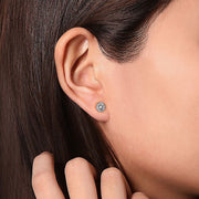 Gabriel & Co. EG13958W45WT 14K White Gold Diamond Halo and White Topaz Stud Earrings