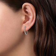 Gabriel & Co. EG13965W45JJ Vintage Inspired 14K White Gold 20mm Classic Diamond Hoop Earrings