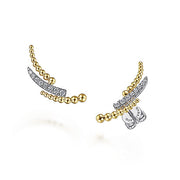 Gabriel & Co. EG13990M45JJ 14K Yellow-White Gold Triple Split Curved Bar Bujukan Diamond Stud Earrings