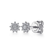 Gabriel & Co. EG14026W45JJ 14K White Gold Pavé Diamond Flower Stud Earrings