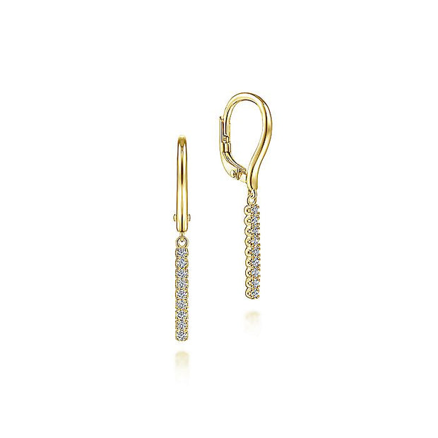 Gabriel & Co. EG14028Y45JJ 14K Yellow Gold Diamond Bar Drop Leverback Earrings