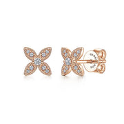Gabriel & Co. EG14034K45JJ 14K Rose Gold Diamond Flower Stud Earrings