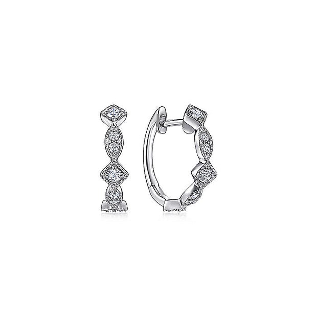 Gabriel & Co. EG14037W45JJ 14K White Gold Geometric Station Diamond Huggies