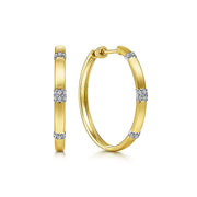 Gabriel & Co. EG14068M45JJ 14K White-Yellow Gold 30MM Classic Diamond Hoop Earrings
