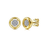 Gabriel & Co. EG14255Y45JJ 14K Yellow Gold Round Diamond Pavé Center Stud Earrings