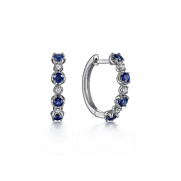 Gabriel & Co. EG14271W45SA 14K White Gold 15MM Diamond & Sapphire Earrings