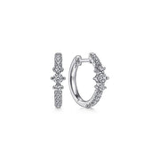 Gabriel & Co. EG14522W45JJ 14K White Gold Diamond Station Huggies