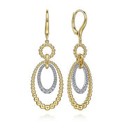 Gabriel & Co. EG14572M45JJ 14K White-Yellow Gold Bujukan Diamond Drop Earrings in size 34.5mm(H)