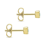 Gabriel & Co. EG9682Y45EA 14K Yellow Gold Emerald and Diamond Halo Stud Earrings