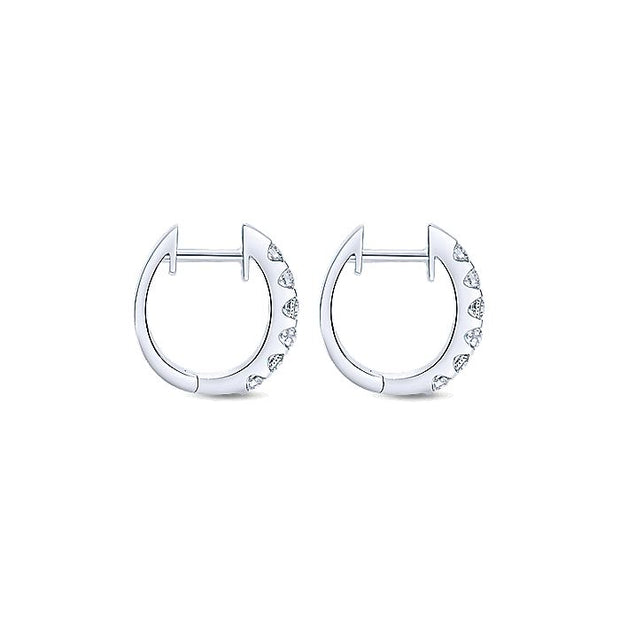 Gabriel & Co. EG9761W44JJ 14K White Gold 15mm Round Classic Diamond Huggie Earrings