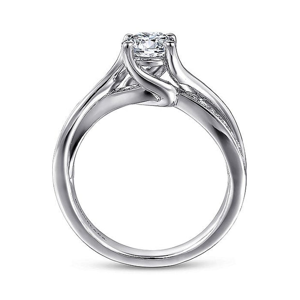 Gabriel & Co. ER10013W44JJ 14K White Gold Round Twisted Diamond Engagement Ring