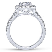 Gabriel & Co. ER10252PT4JJ Platinum Cushion Halo Round Diamond Engagement Ring