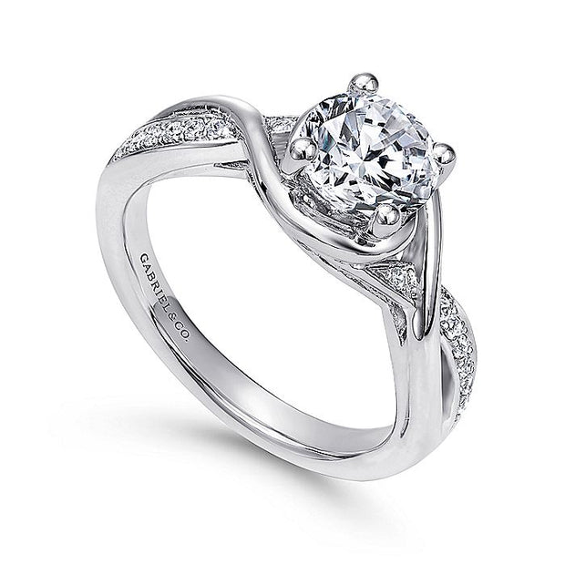 Gabriel & Co. ER10315W44JJ 14K White Gold Round Twisted Diamond Engagement Ring
