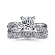 Gabriel & Co. ER10439W44JJ 14K White Gold Round Twisted Diamond Engagement Ring