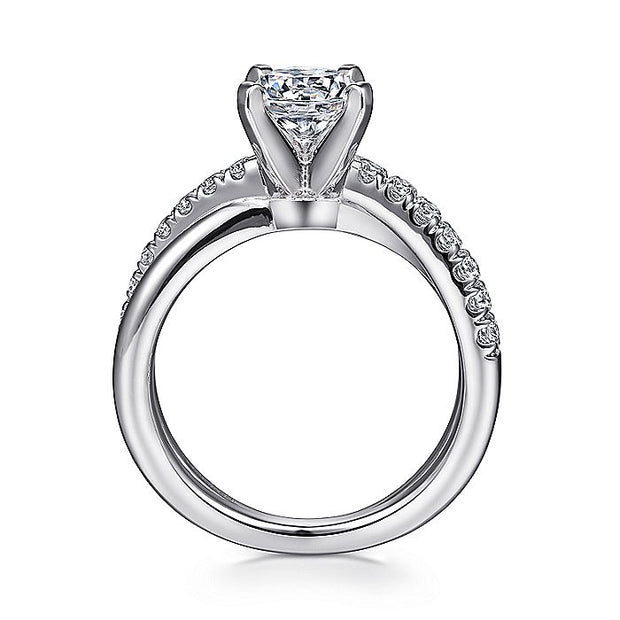 Gabriel & Co. ER10439W44JJ 14K White Gold Round Twisted Diamond Engagement Ring