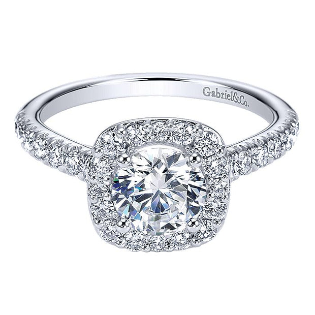 Gabriel & Co. ER10698W44JJ 14K White Gold Round Halo Diamond Engagement Ring