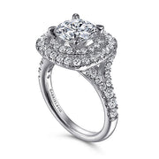 Gabriel & Co. ER10754R8W44JJ 14K White Gold Round Double Halo Diamond Engagement Ring