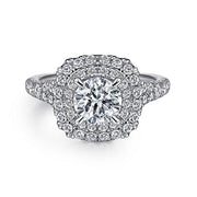 Gabriel & Co. ER10754W44JJ 14k White Gold Cushion Double Halo Round Diamond Engagement Ring