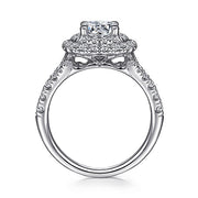 Gabriel & Co. ER10754W44JJ 14k White Gold Cushion Double Halo Round Diamond Engagement Ring