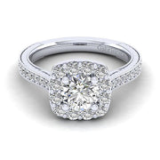 Gabriel & Co. ER11585W44JJ Vintage Inspired 14K White Gold Round Halo Diamond Engagement Ring