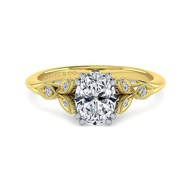 Gabriel & Co. ER11721O4M44JJ 14K White-Yellow Gold Oval Diamond Engagement Ring