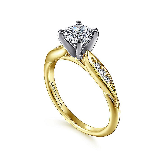 Gabriel & Co. ER11749R3M44JJ 14K White-Yellow Gold Round Diamond Engagement Ring