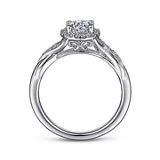 Gabriel & Co. ER11828R3W44JJ Vintage Inspired 14K White Gold Round Halo Diamond Engagement Ring