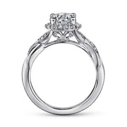 Gabriel & Co. ER11828R4W44JJ Vintage Inspired 14K White Gold Round Halo Diamond Engagement Ring