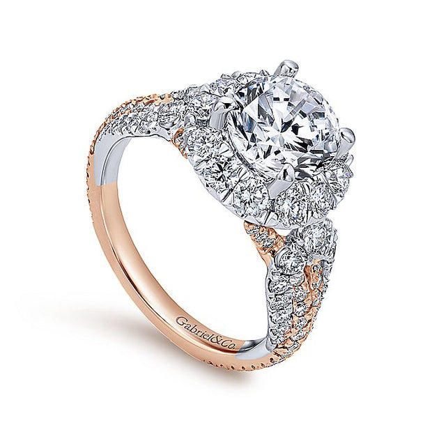 Gabriel & Co. ER11988R6T44JJ 14K White-Rose Gold Round Halo Diamond Engagement Ring