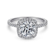 Gabriel & Co. ER12133R6W44JJ 14K White Gold Round Halo Diamond Engagement Ring