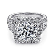 Gabriel & Co. ER12230W44JJ 14K White Gold Cushion Halo Round Diamond Engagement Ring